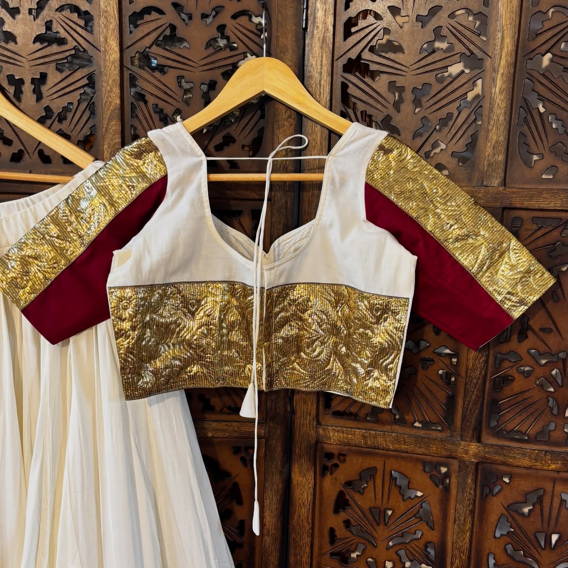 Gota work Lehnga-Blouse with dupatta- Royal White Chaniya Choli