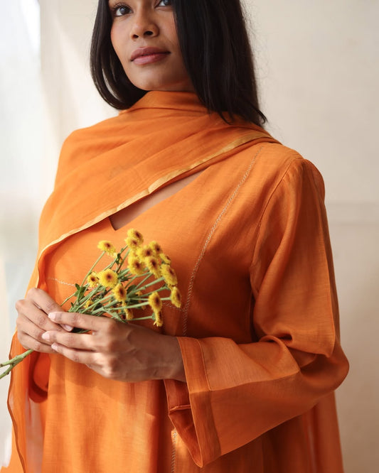 Orange Basic Kurta Set