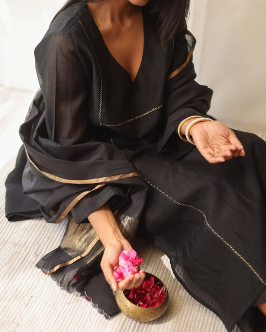 Black Basic Kurta Set