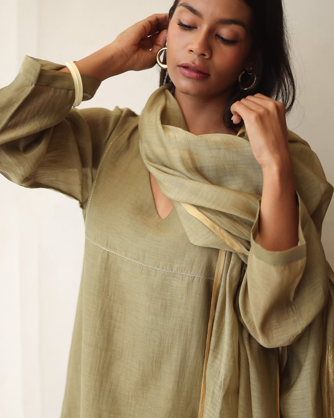 Olive Basic 3 Piece Kurta Set