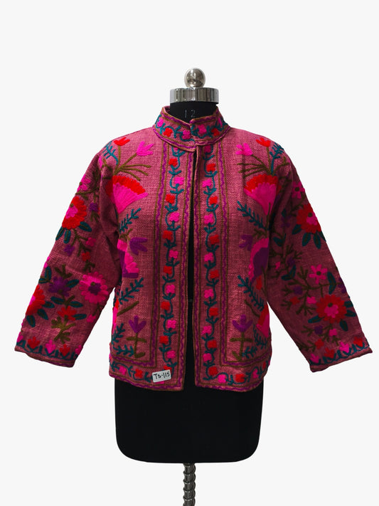Pink Floral Embroidery Suzani TNT Jacket