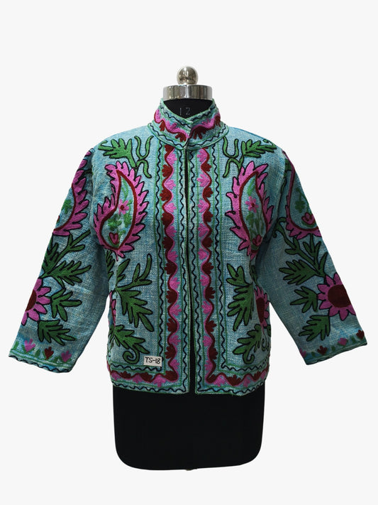 Blue Floral Embroidery Suzani TNT Jacket
