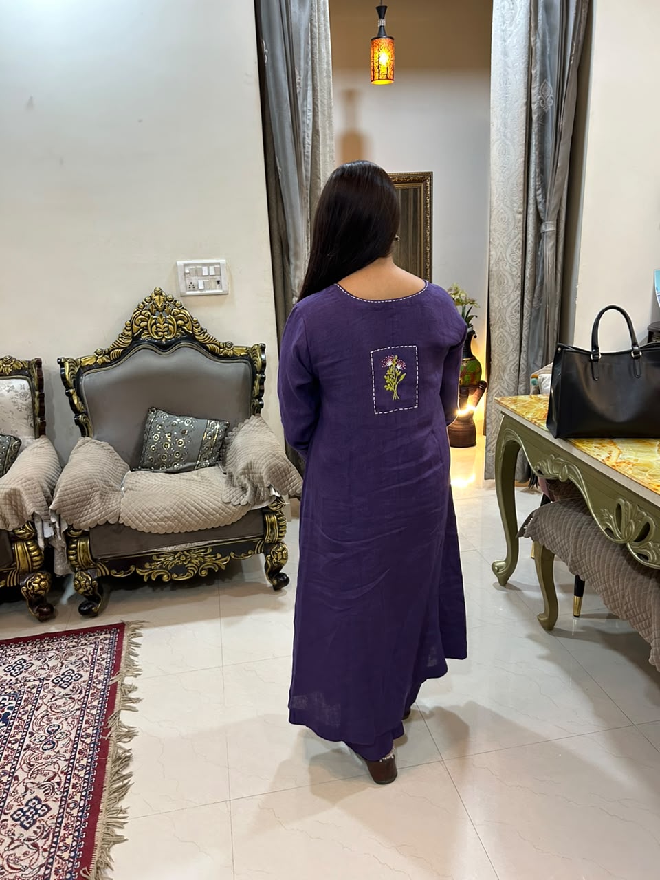 100% Linen Purple CO-ORD  Set