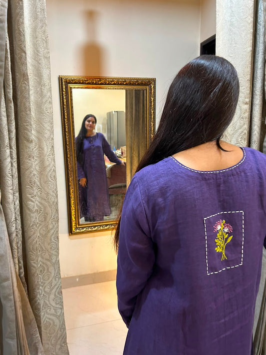 100% Linen Purple CO-ORD  Set