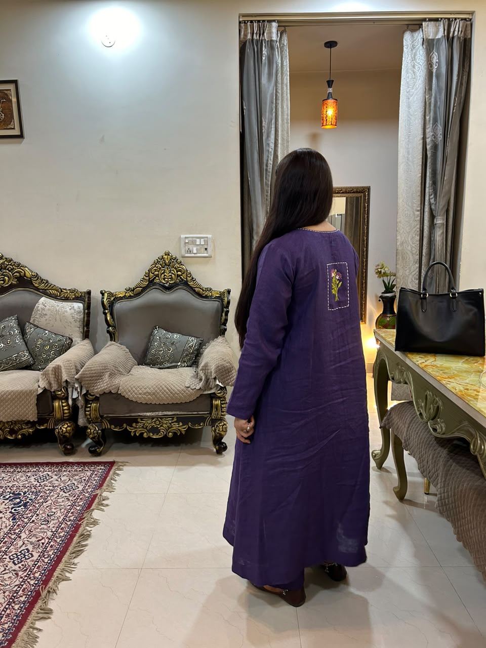 100% Linen Purple CO-ORD  Set