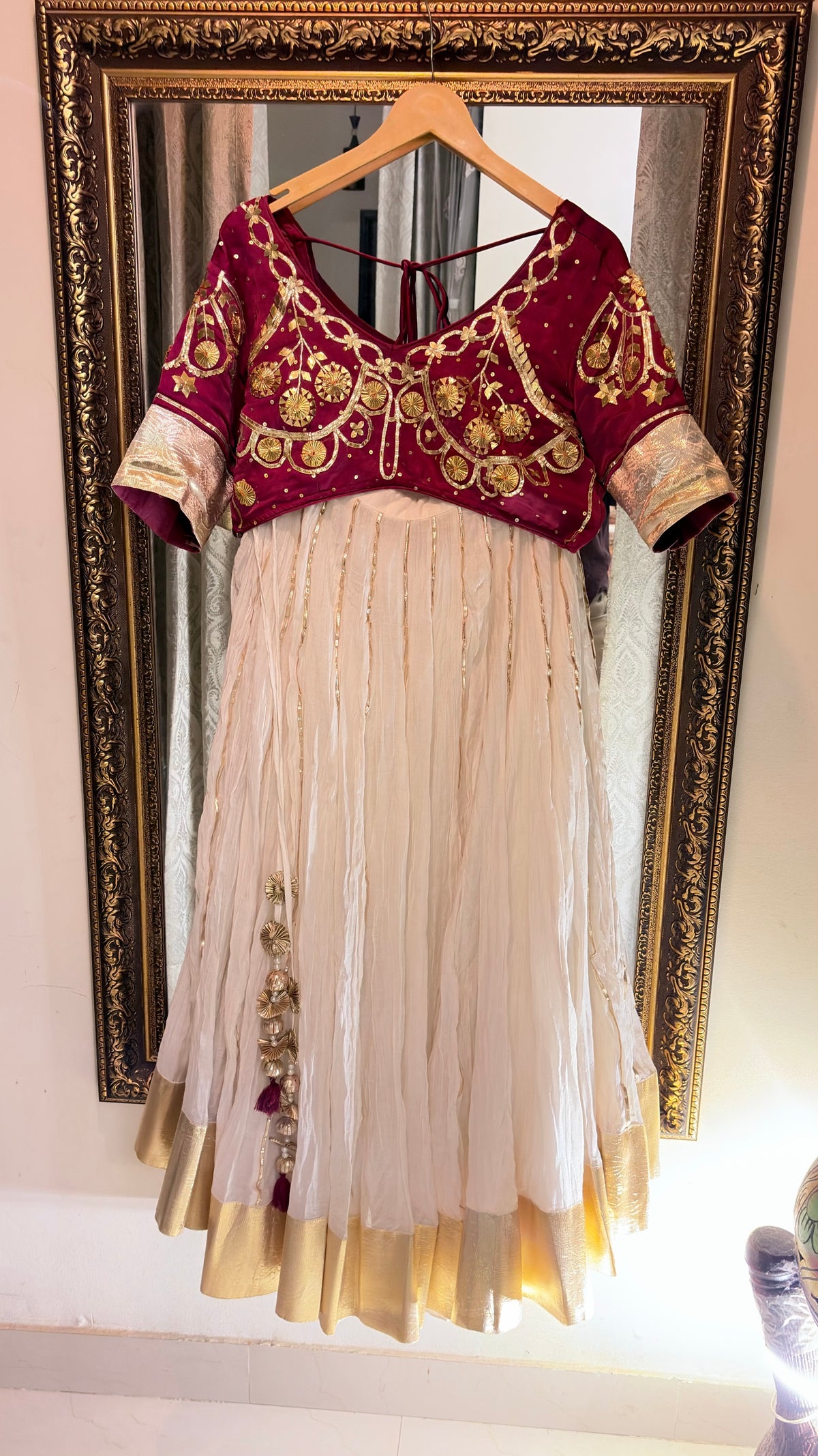 Pure Silk Aangi Blouse with Mul Chanderi Silk Lehenga & Organza Dupatta – Gulnaar Royale
