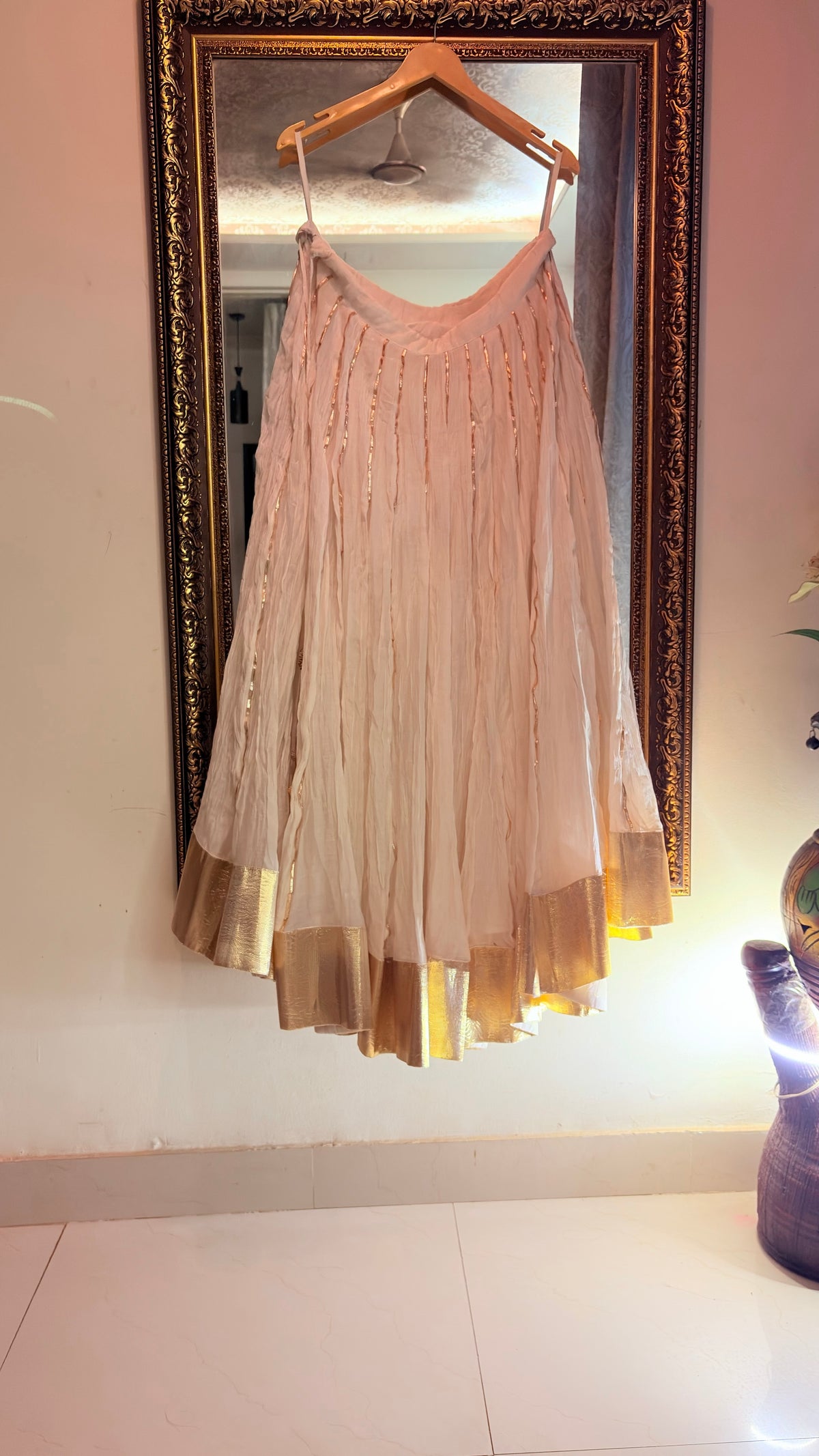 Pure Silk Aangi Blouse with Mul Chanderi Silk Lehenga & Organza Dupatta – Gulnaar Royale