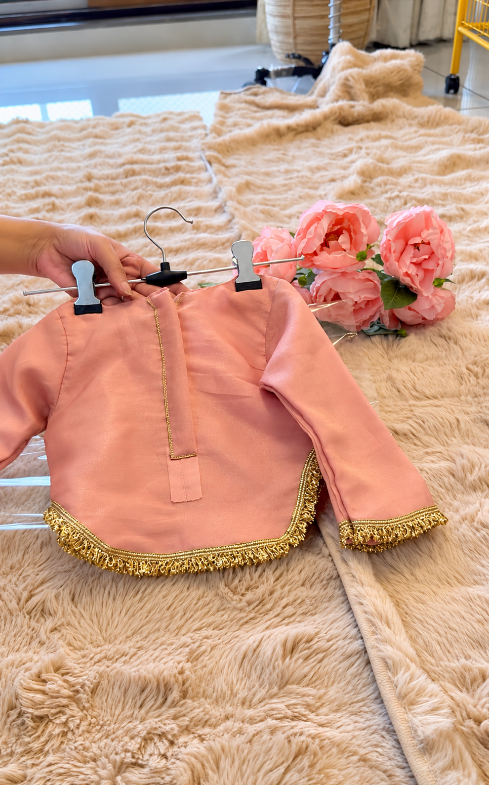 Girls Dusty Pink & Ivory Sharara Set - Gulabi Noor