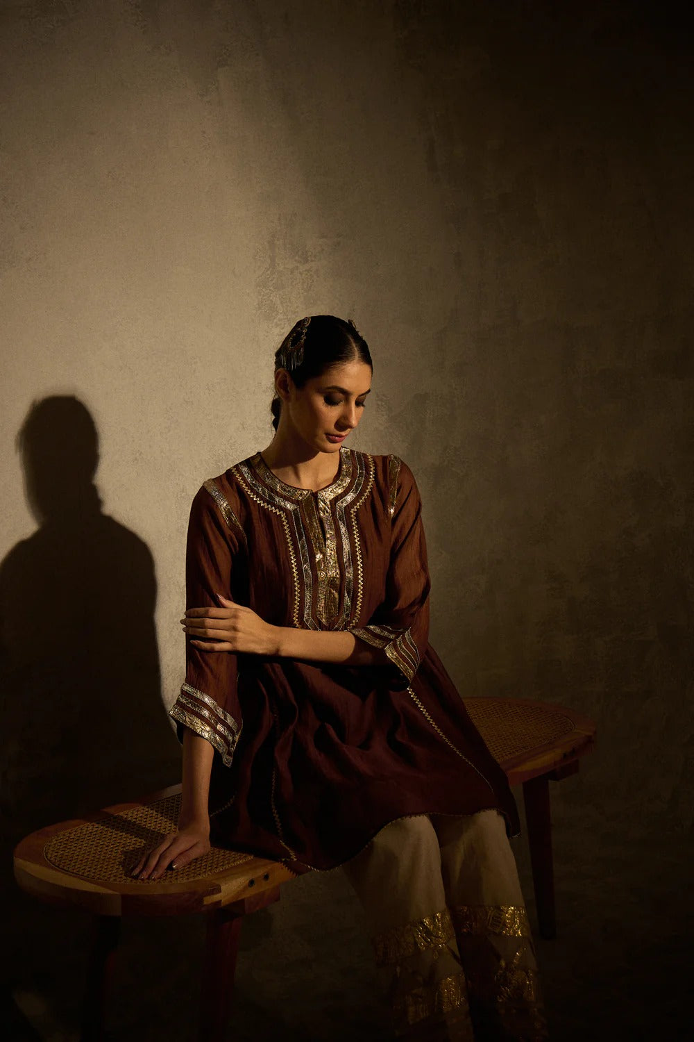 Gota Set and Farsi Salwar -Brown