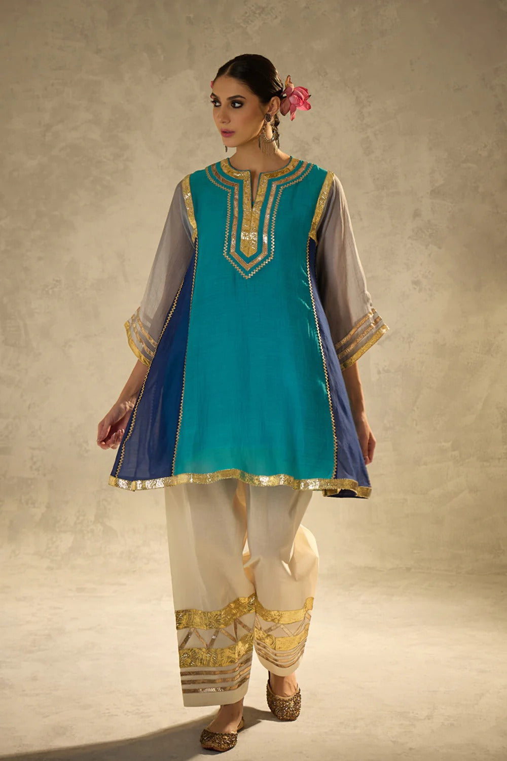 Gota Set and Farsi Salwar -Blue