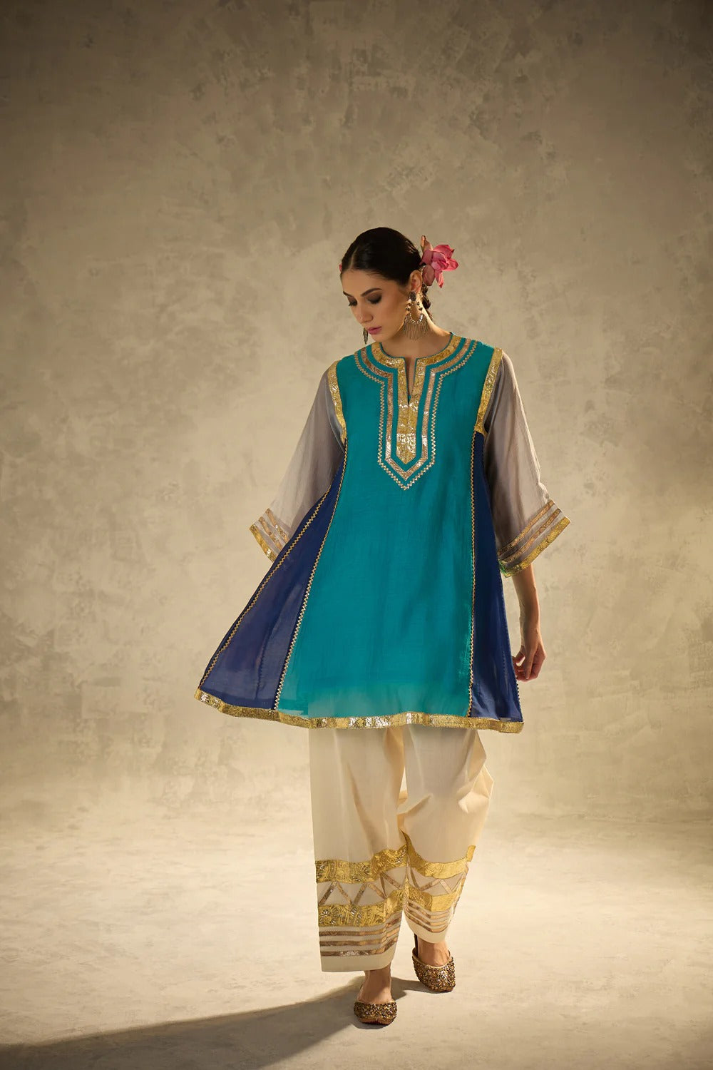 Gota Set and Farsi Salwar -Blue
