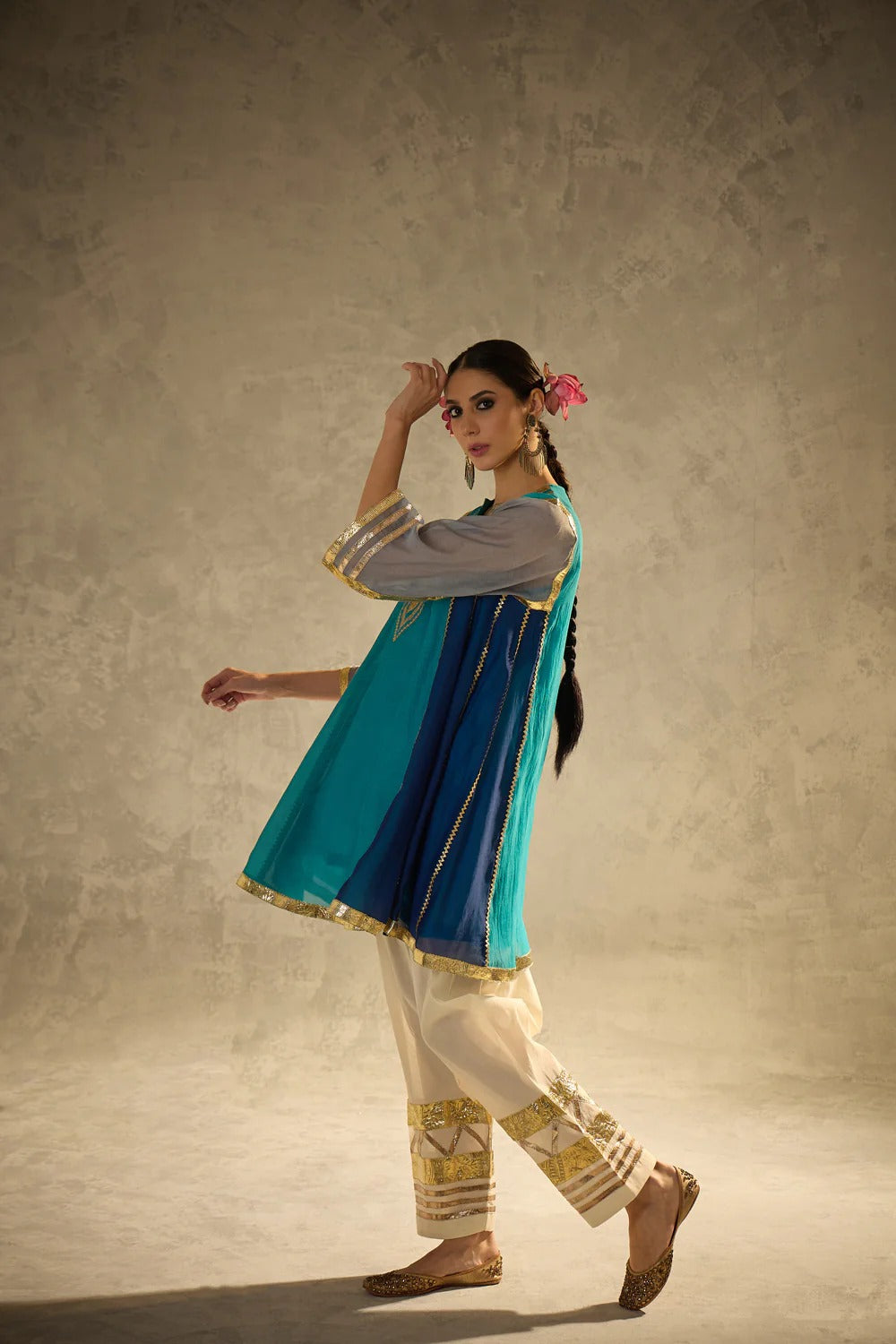 Gota Set and Farsi Salwar -Blue