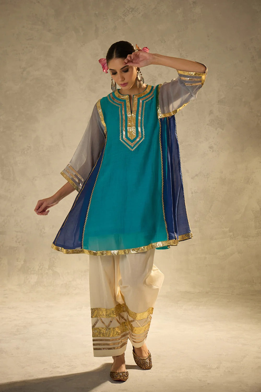 Gota Set and Farsi Salwar -Blue