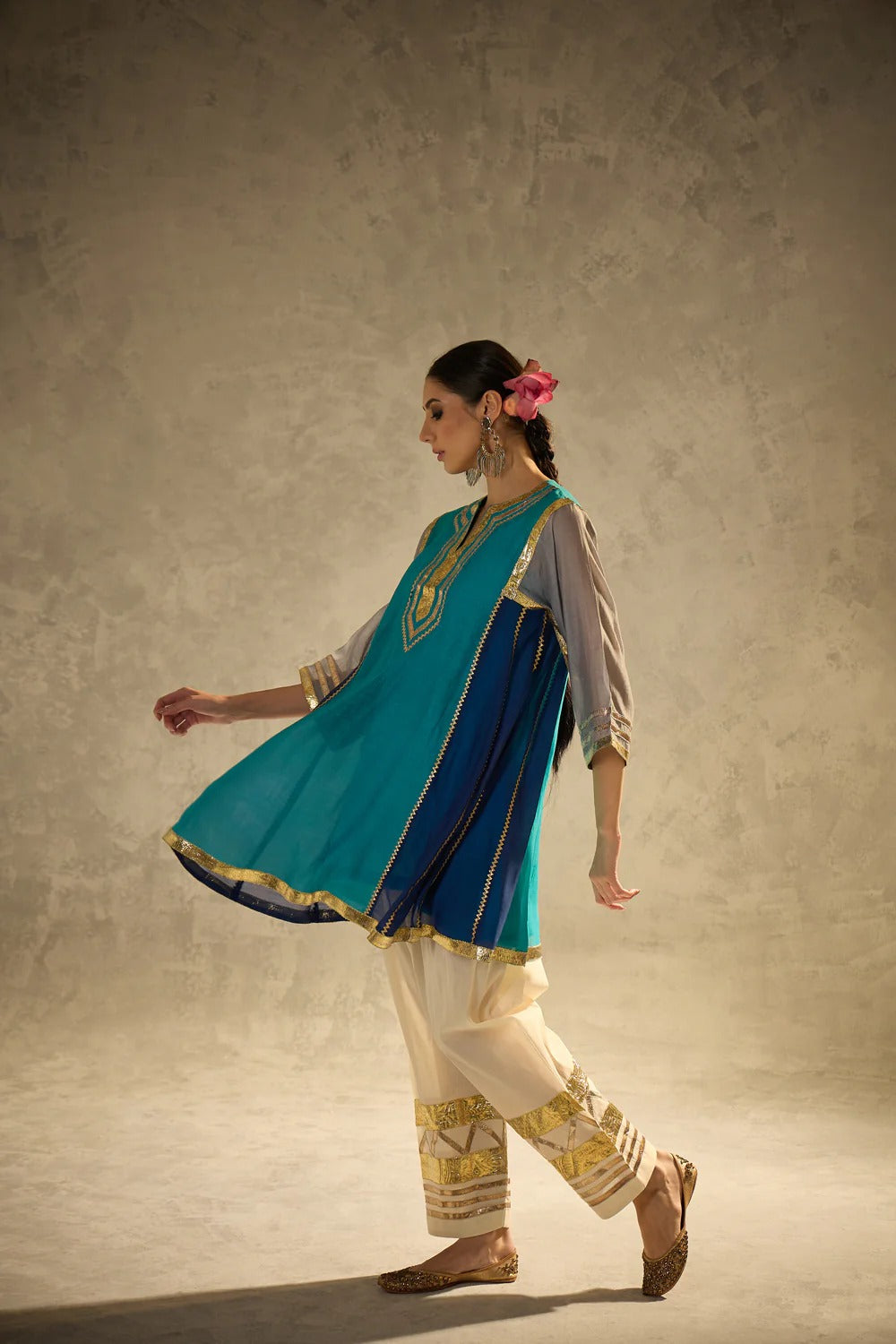 Gota Set and Farsi Salwar -Blue