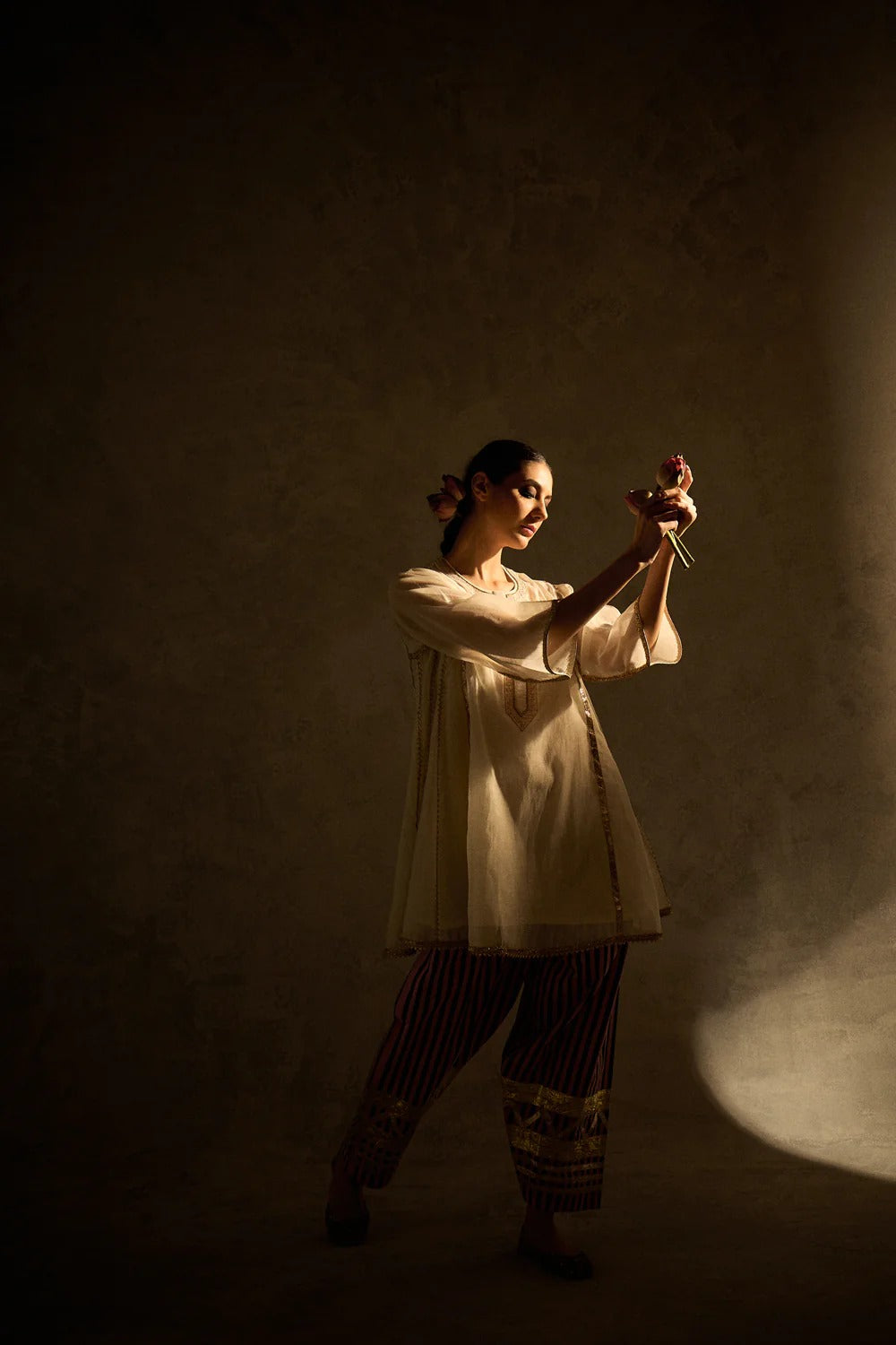 Gota Set and Farsi Salwar -White