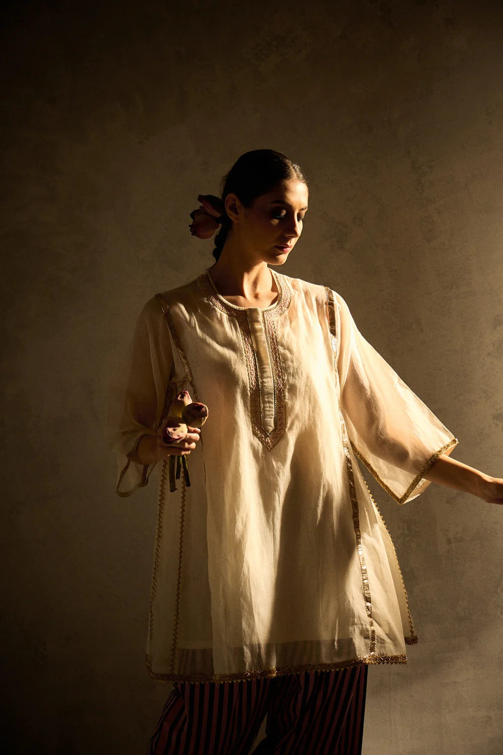 Gota Set and Farsi Salwar -White