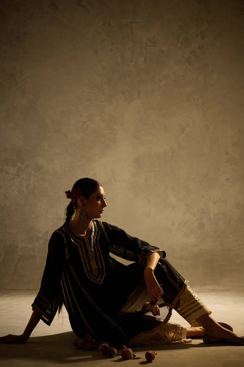 Gota Set and Farsi Salwar -Black