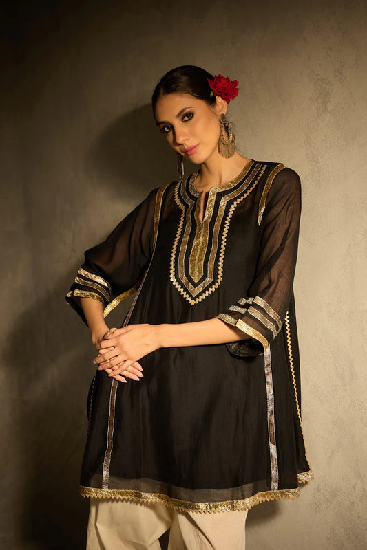 Gota Set and Farsi Salwar -Black