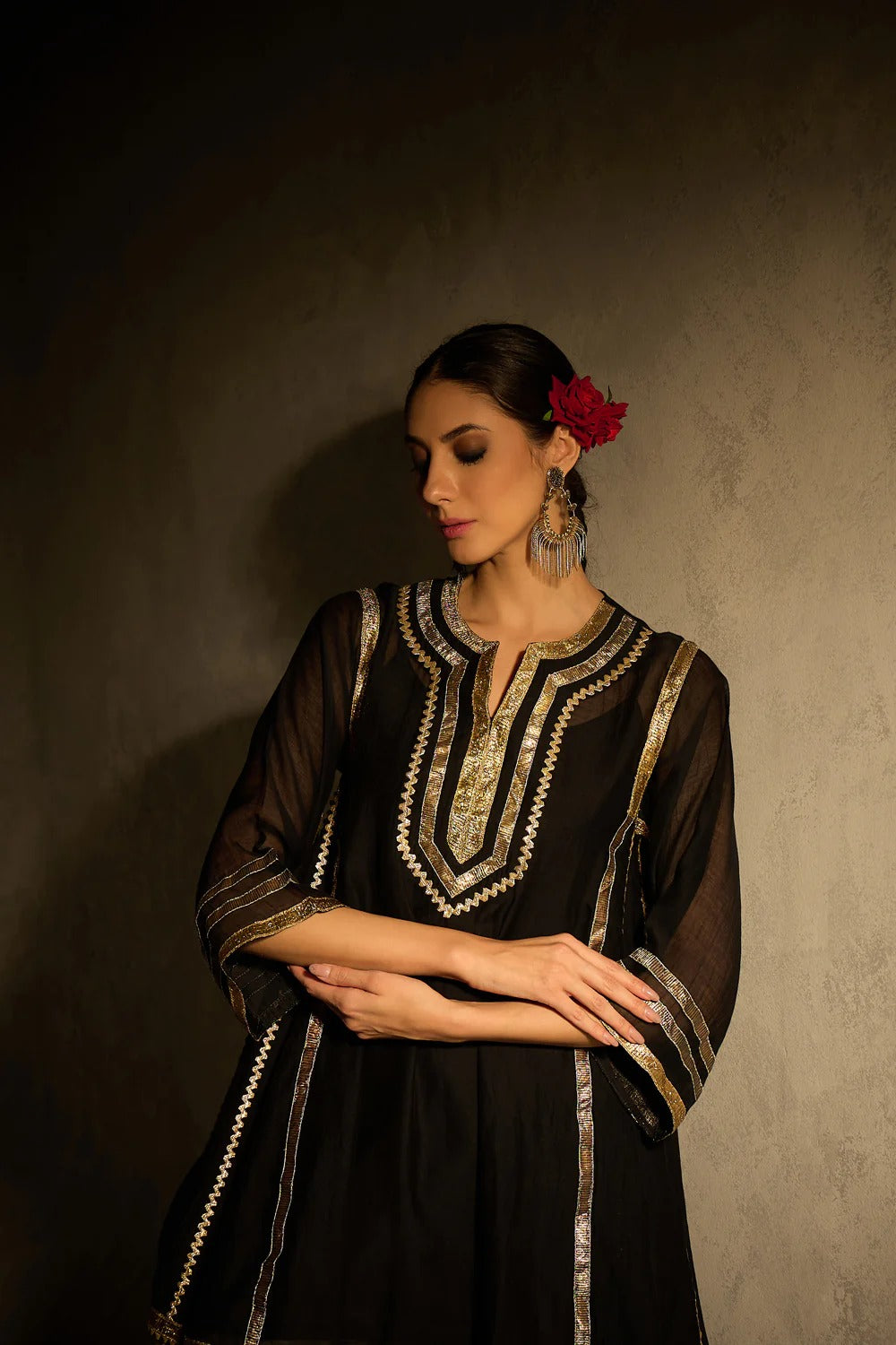 Gota Set and Farsi Salwar -Black