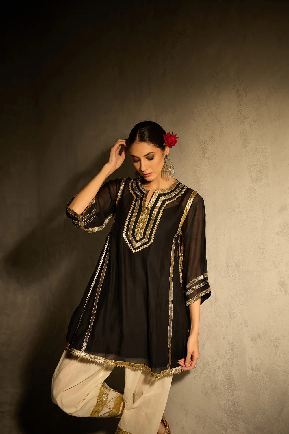 Gota Set and Farsi Salwar -Black