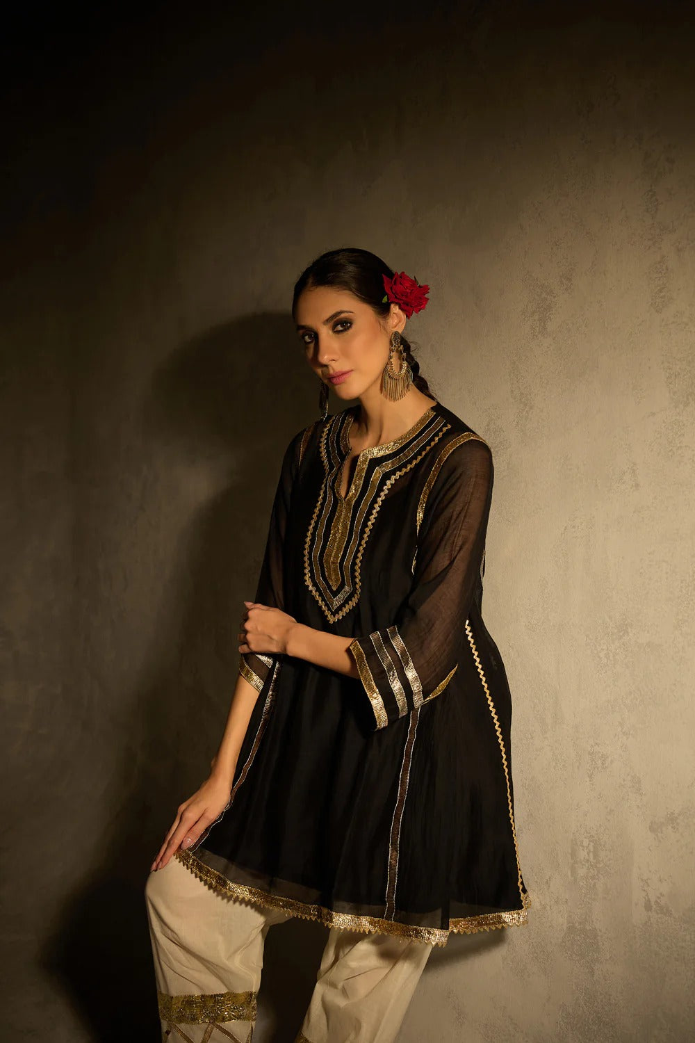 Gota Set and Farsi Salwar -Black