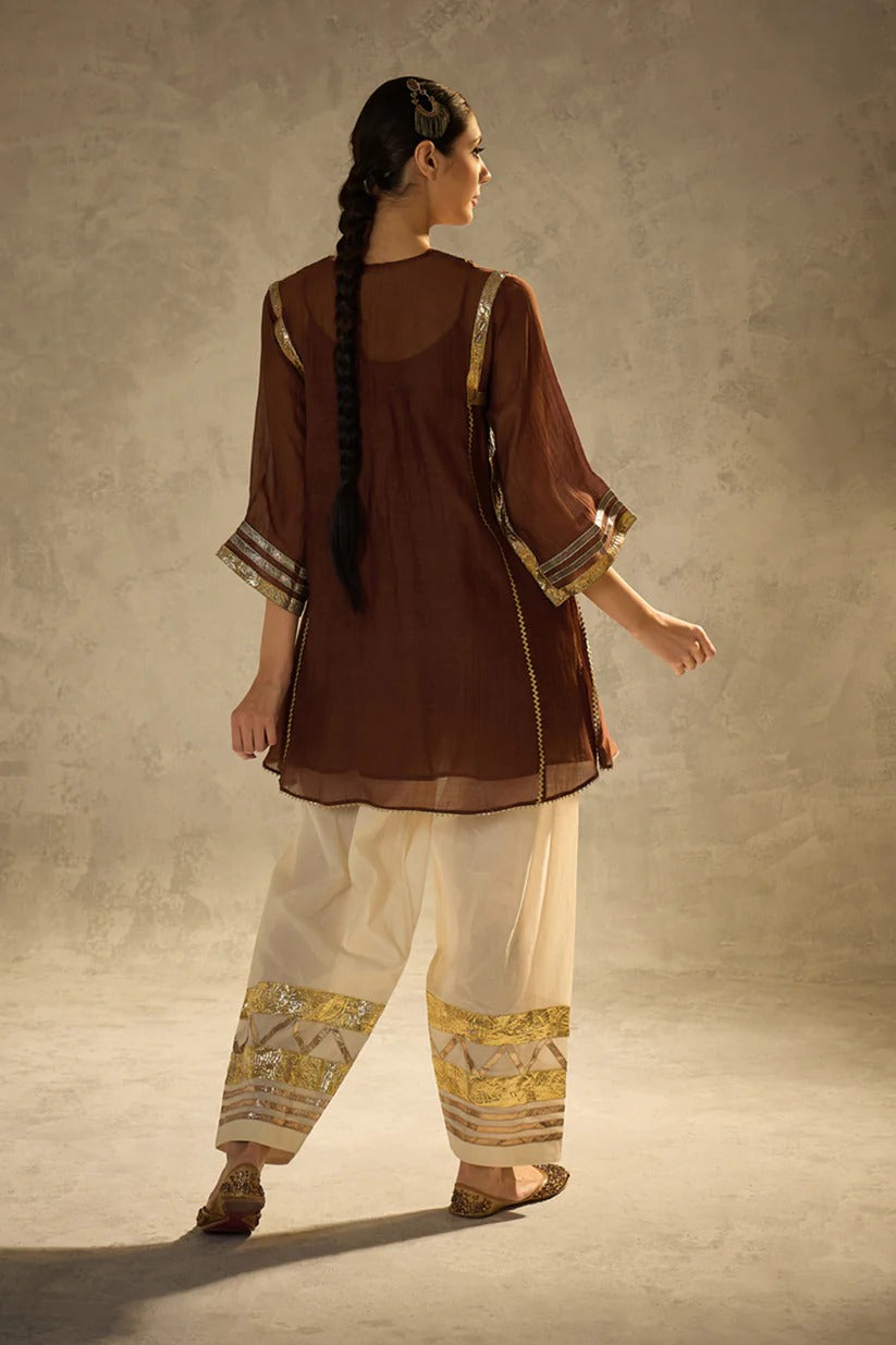 Gota Set and Farsi Salwar -Brown