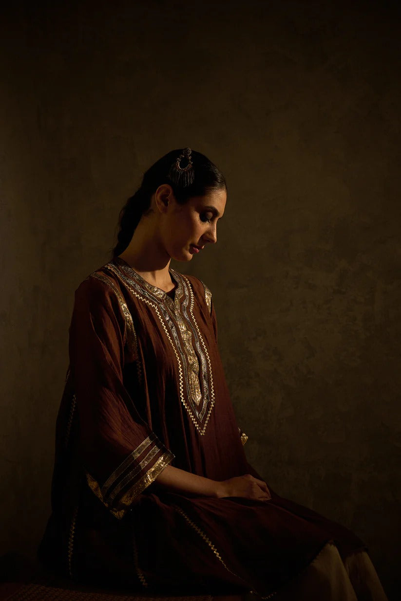 Gota Set and Farsi Salwar -Brown