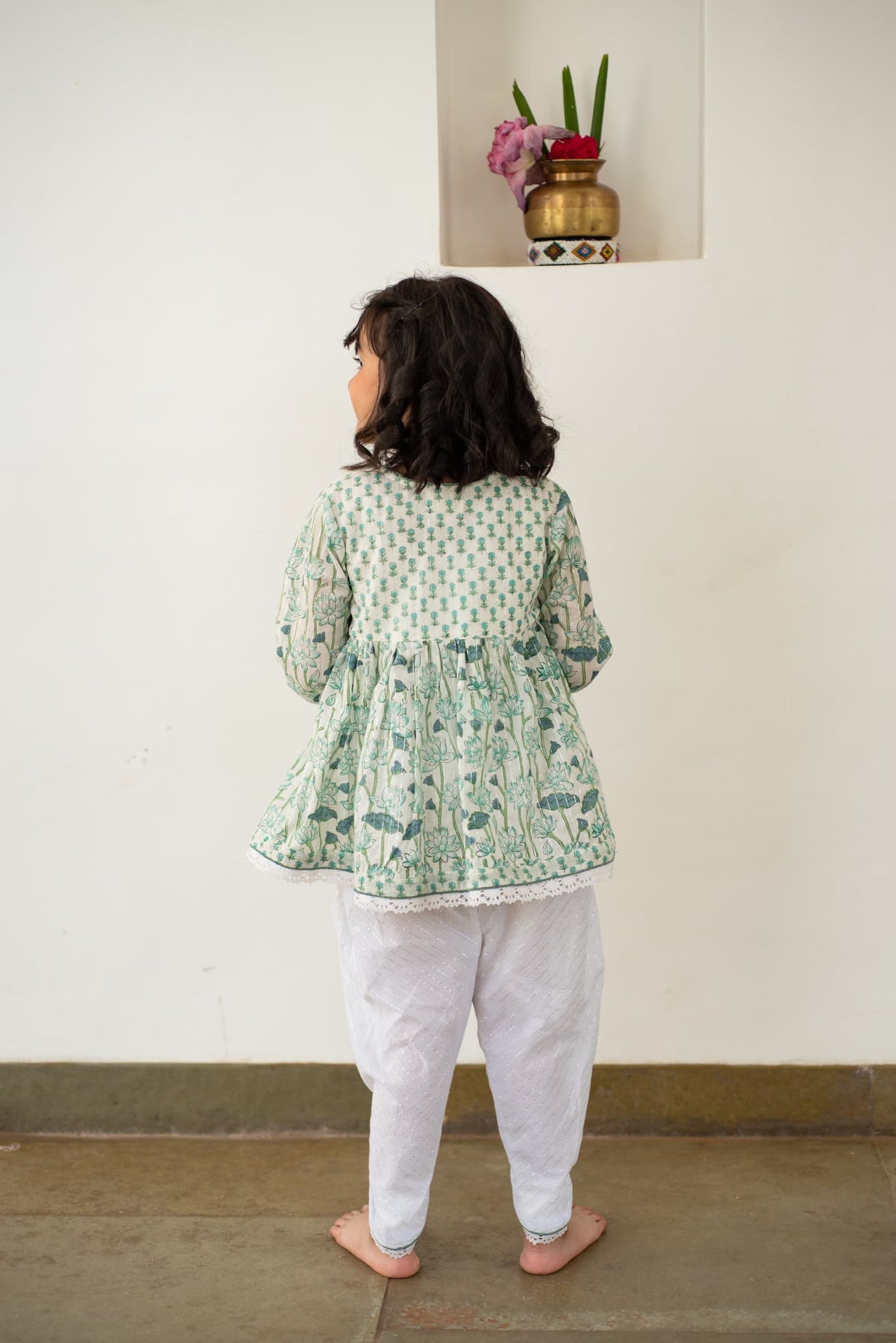 Lotus Dreamy Angarakha-Dhoti Set- Green