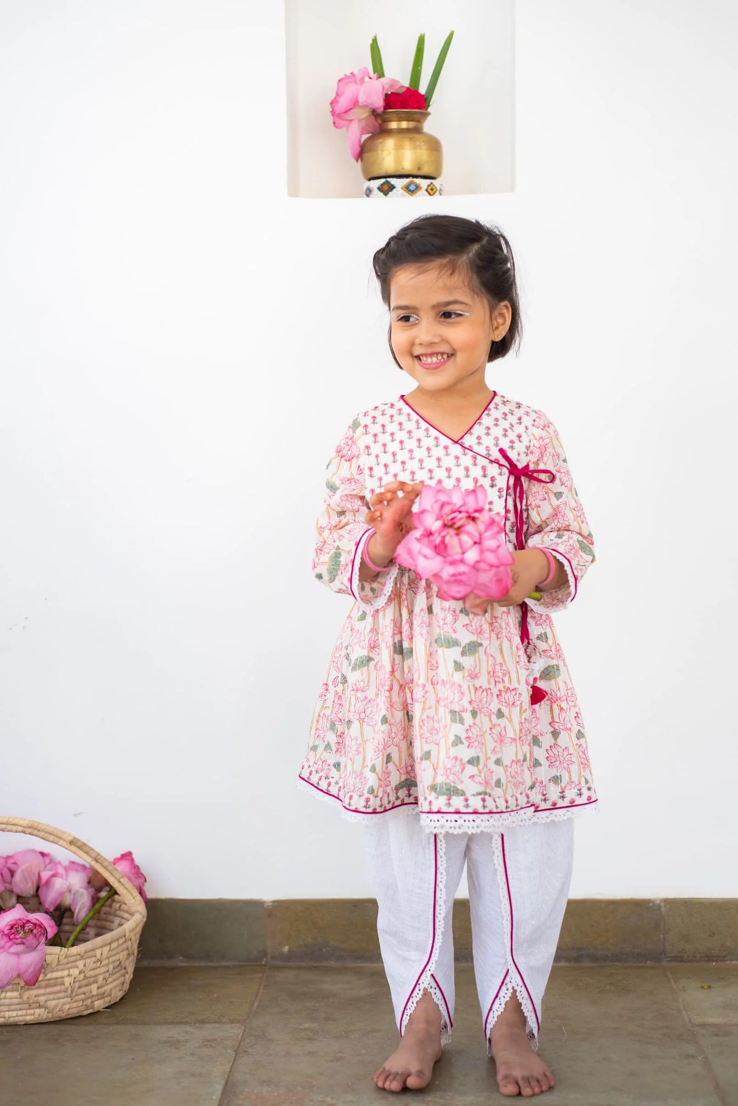 Lotus Dreamy Angarakha-Dhoti Set- Pink