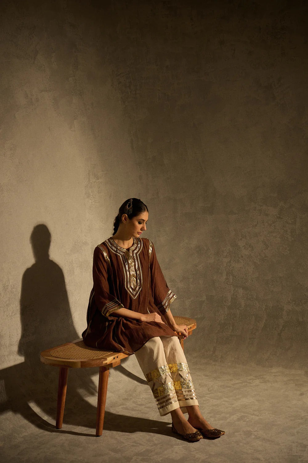 Gota Set and Farsi Salwar -Brown