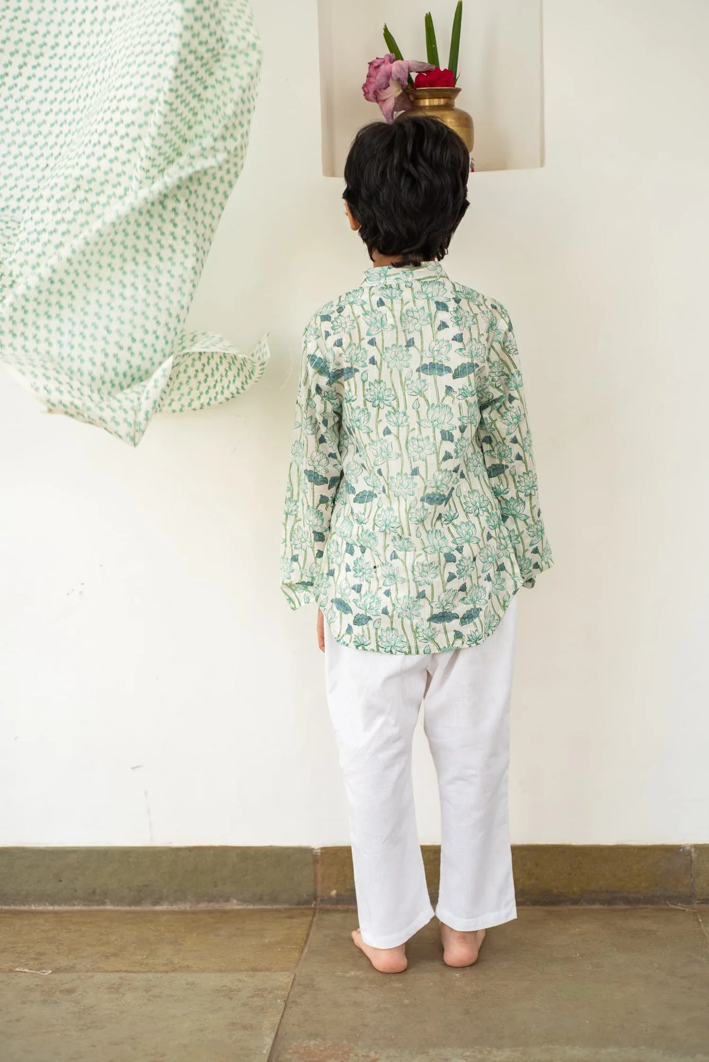 Hand Block Organic Cotton Blue Lotus Bloom Kurta Set