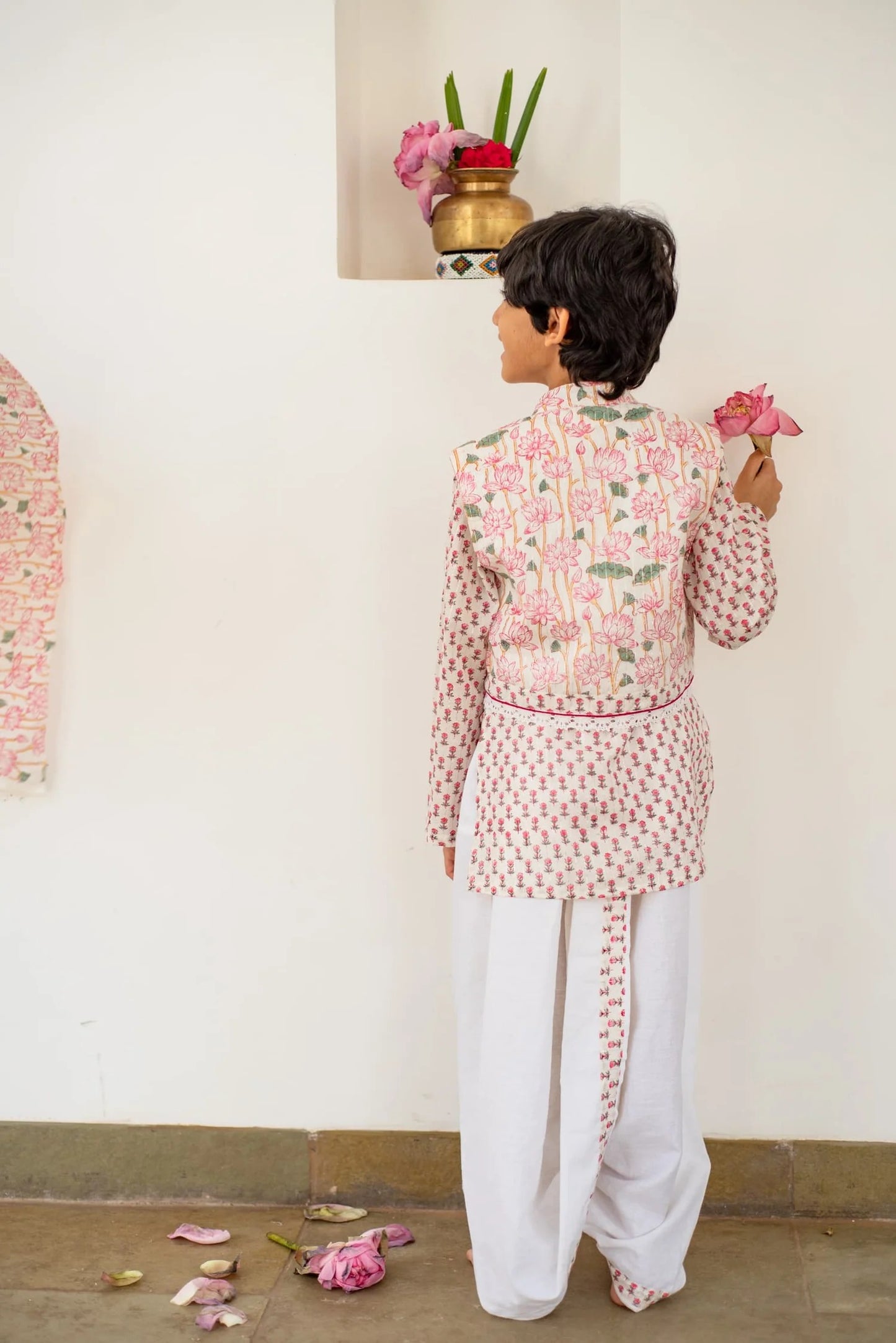 Organic Cotton Lotus Dreamy Kurta dhoti Jacket Set