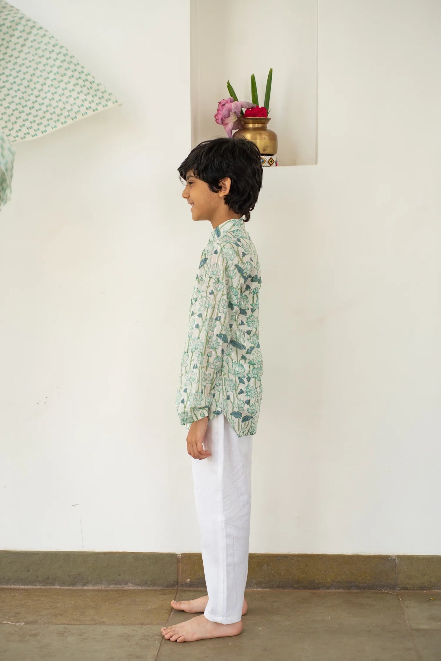 Hand Block Organic Cotton Blue Lotus Bloom Kurta Set