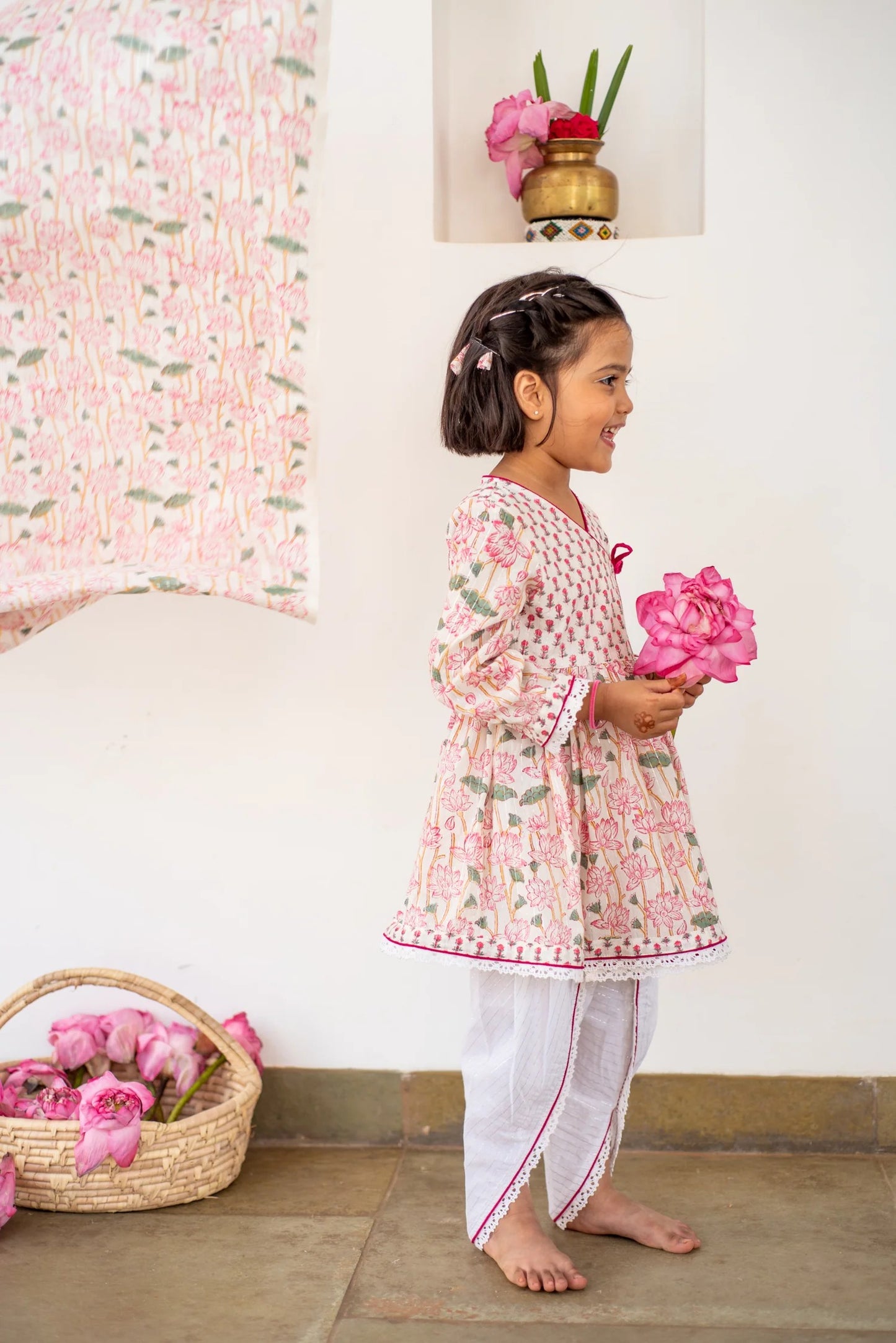 Lotus Dreamy Angarakha-Dhoti Set- Pink