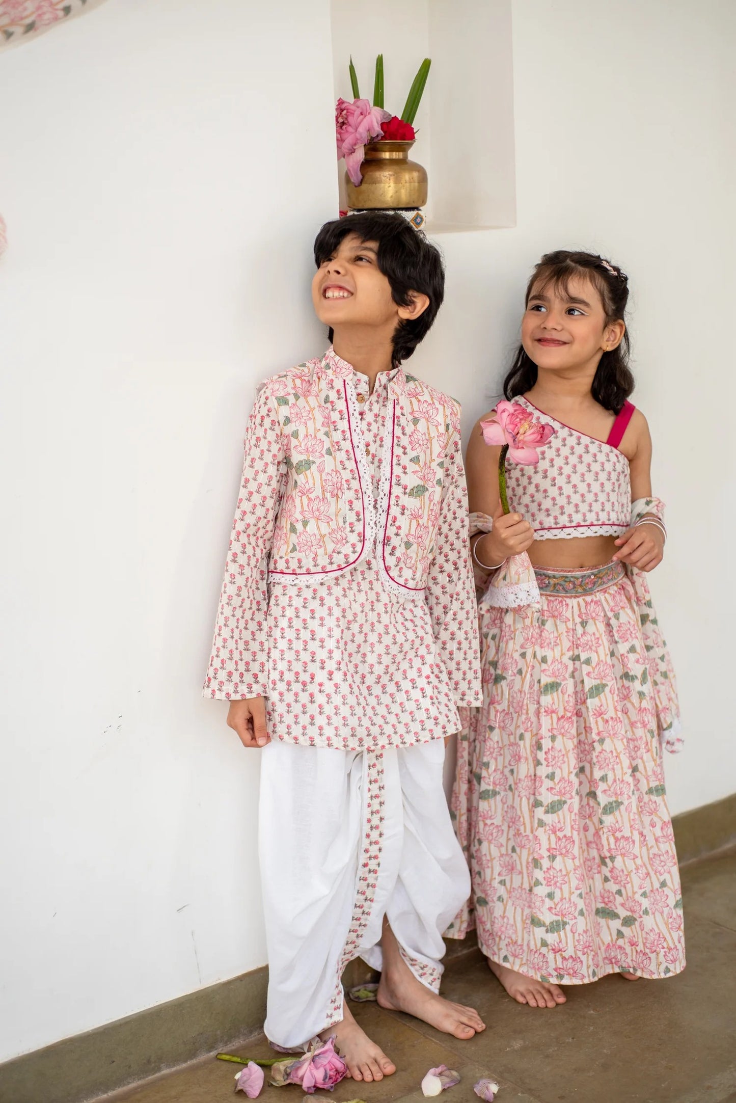 Organic Cotton Lotus Dreamy Kurta dhoti Jacket Set