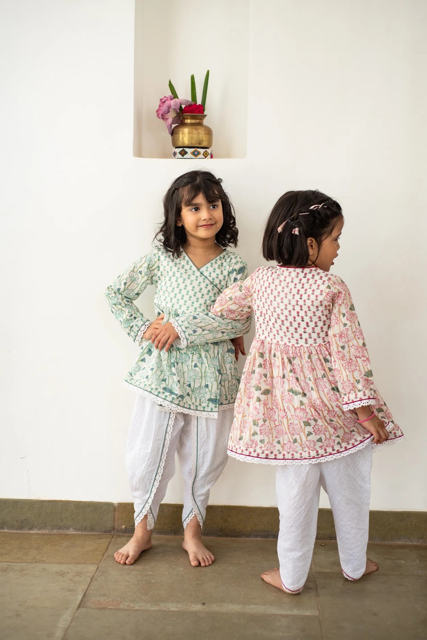 Lotus Dreamy Angarakha-Dhoti Set- Green