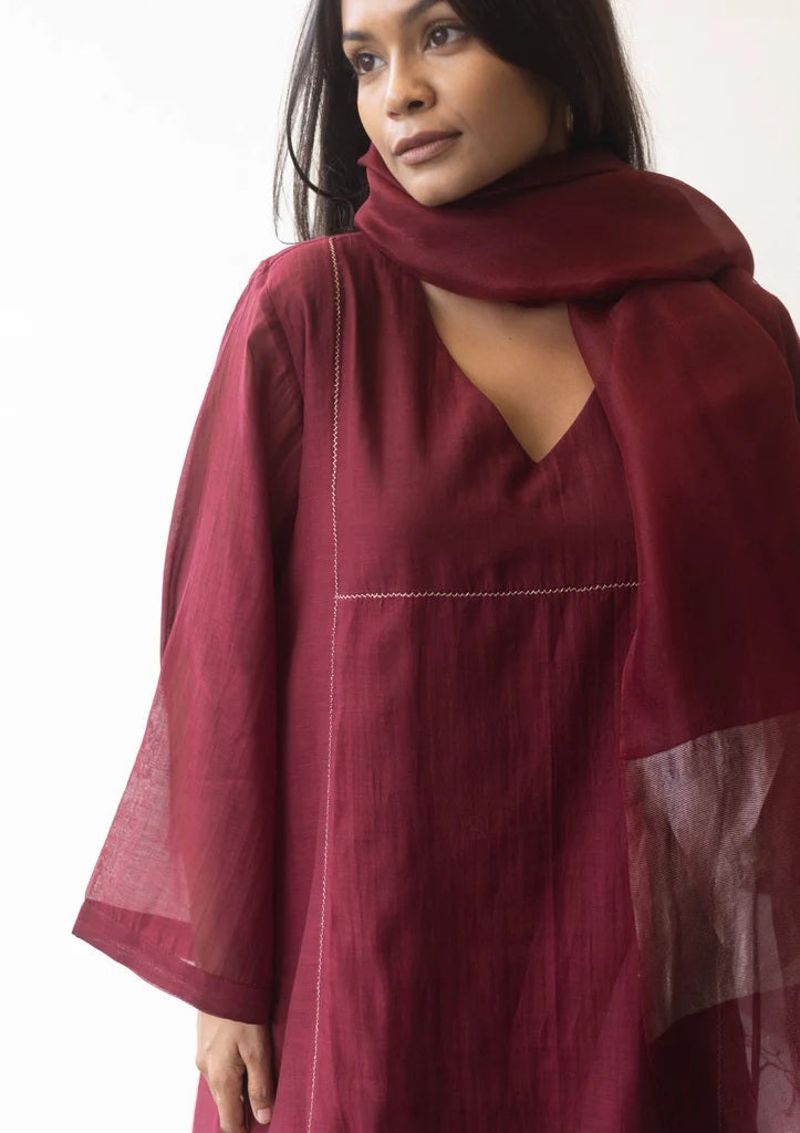 Burgundy Basic 3 Piece Kurta Set