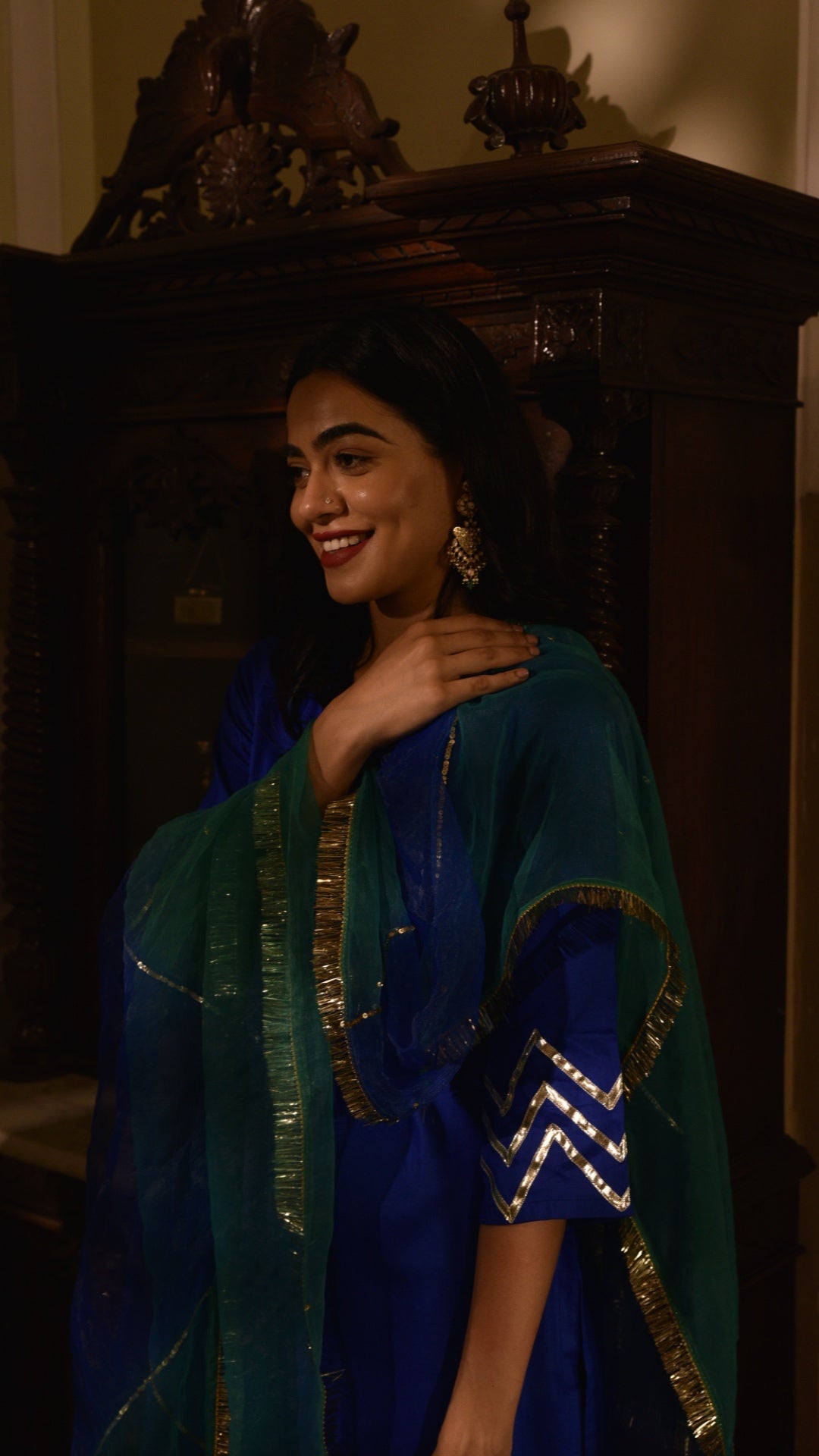 Premium Grace Blue Gota Work & Organza Dupatta Suit